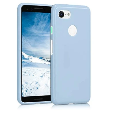 Immagine di kwmobile Custodia Compatibile con Google Pixel 3 Cover Back Case per Smartphone in Silicone TPU Protezione Gommata blu chiaro matt
