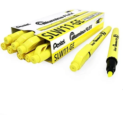 Immagine di Pentel SLW11 Illumina Flex evidenziatore doppia punta flessibile giallo, 10 pezzi