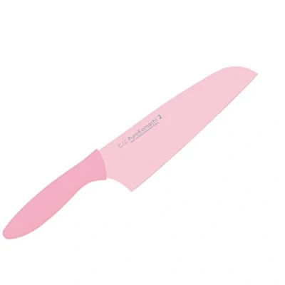 Immagine di KAI Pure Komachi 2 Santoku 15 cm Lunghezza Lama Acciaio al Carbonio Inossidabile 53 HRC Rivestimento Antiaderente con Manico in Polipropilene Colore Litchi Coltello da Cucina Giapponese