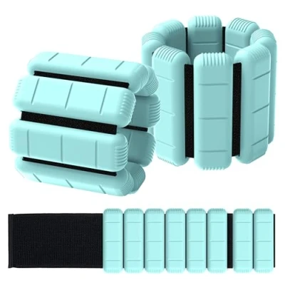 Immagine di TOPESCT pesi per polsi e cavigliere indossabili set di 2 (0,5 kg/0,9 kg ciascuno),braccialetti regolabili con allenamento forza,camminata,corsa,pilates,jogging,yoga (Turquoise, 1lb/each)