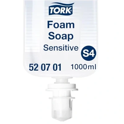 Immagine di Tork 520701 Sapone a schiuma extra delicato Premium, compatibile con sistema S4, ricco e lenitivo, 1 x 1000 ml (2500 dosi), senza profumo coloranti, bianca