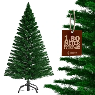 Immagine di CASARIA® Albero di Natale Finto Verde 180 cm 780 Punte Incl. Base in Metallo Abete Artificiale PVC Effetto Realistico