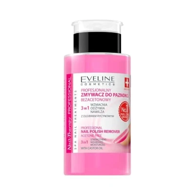 Immagine di Eveline Cosmetics Nail Therapy Professional Solvente per Smalto 3 in 1 con Vitamina A, E, F e Olio di Argan 190 ML