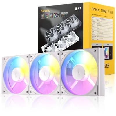 Immagine di Antec Connect 120 ARGB C120 White_3PK Set da 3 pezzi, colore: Bianco/Rotazione in avanti