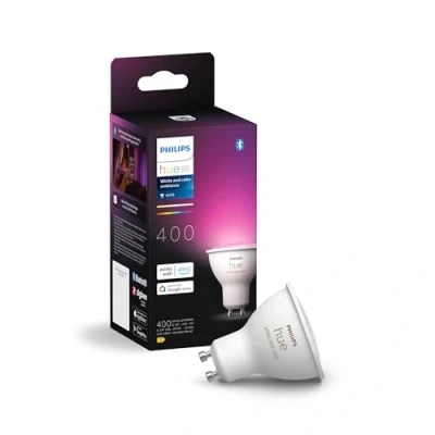 Immagine di Philips Hue Faretto Smart GU10, Luce Bianca e Colorata, 400lm, Compatibile con Bluetooth, Controllo vocale Alexa, Apple Home Google Assistant