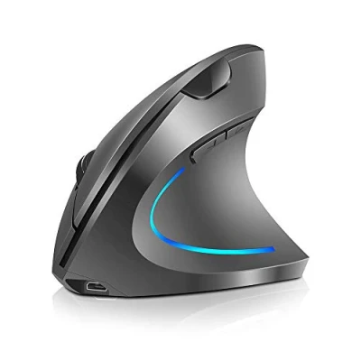 Immagine di WREWING Mouse Ergonomico, Senza Fili 2.4 GHz Verticale Con 4 DPI Regolabile 800/1200/1600/2400, 6 Tasti, Compatibile PC, Desktop, Mac (Gray)