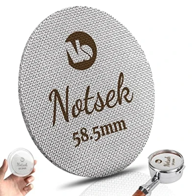 Immagine di NOTSEK schermo a disco da 58 mm, per portafiltro con scatola in acrilico, riutilizzabile, spessore 1,7 150 μm, acciaio inossidabile 316L, espresso, filtro