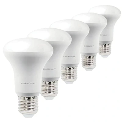 Immagine di SINCELIGHT Lampadine LED 8W con attacco E27, riflettore R63 diffusore lattiginoso, faretto Sofer, bianco freddo 6000K, colore ricco RA≈85, 5 Pezzi