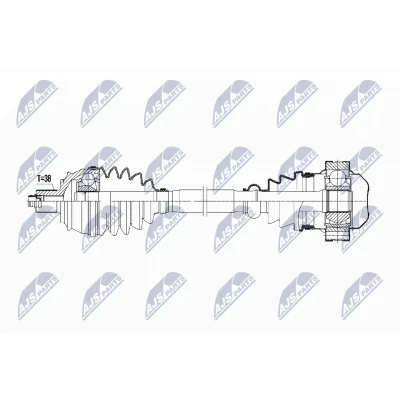 Immagine di NTY NPW AU 050 Albero motore / Semiasse Assale posteriore Sx, Dx 650