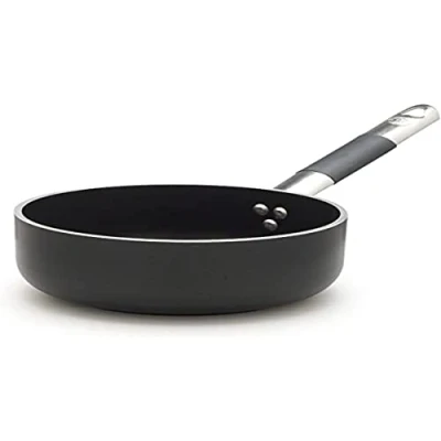 Immagine di Pentole Agnelli ALSC2107SSPIC24 Linea Allblack 5mm Casseruola Bassa con Fondo a Induzione 10mm, 1 Manico Cool, 24 cm, Acciaio, Argento