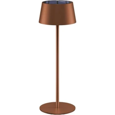 Immagine di goobay Lampada da tavolo a LED energia solare/dimmerabile, con controllo touch/lampada senza fili, per interni ed esterni, IP44, 150 lm e 3000 K, bianco caldo, USB C, bronzo/73932