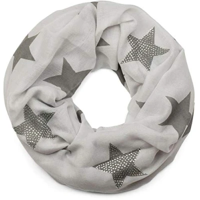Immagine di styleBREAKER sciarpa scaldacollo con disegni a stella e un&#039;elegate applicazione di strass, Donna 01018086, colore:Grigio Nero