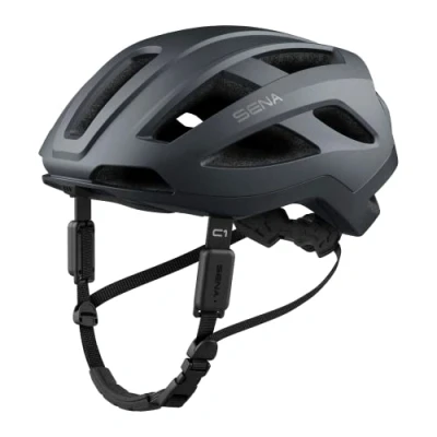 Immagine di Sena C1 Smart Helmet da ciclismo con interfono Bluetooth e connettività smartphone per musica, GPS chiamate telefoniche (Grigio Matte, M)