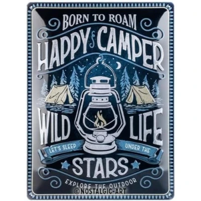 Immagine di Nostalgic Art Targhe Vintage Happy Camper Idea Regalo per Amanti del Campeggio, in Metallo, Design Retro Decorazione, 30 x 40 cm
