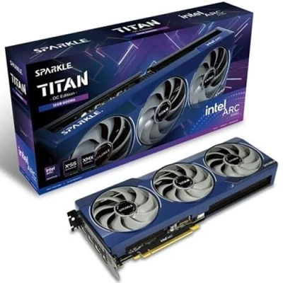 Immagine di Sparkle Intel Arc B580 Titan OC, 12 GB GDDR6, Torn Cooling 2.0, ventola assiale, luce respiratoria, piastra posteriore in metallo, SB580T 12GOC