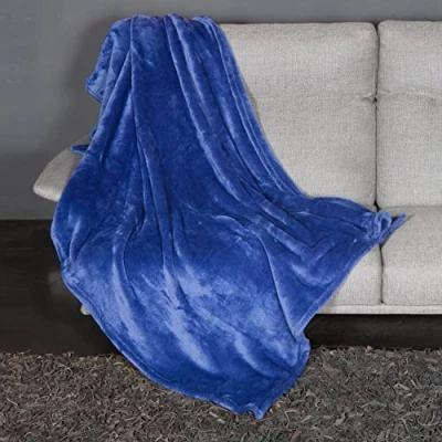 Immagine di Kanguru Soffice plaid divano in microfibra, morbido pile Fluffi Blu, 130x170cm, Simpatico copriletto singolo, coperta per divano. Idea regalo Natale o Compleanno tutti