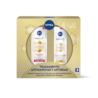 Immagine di NIVEA Cellular LUMINOUS 630 Pack Antietà Trattamento Avanzato, Set Regalo con Siero Viso (1 x 30 ml) e Crema Giorno FP50 40 per una pelle uniforme luminosa