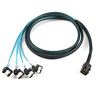 Immagine di Cablecc Mini SAS interno SFF 8643 Host per angolato 4 disco rigido target SATA Cavo dati Raid da 6 Gbps 1 m
