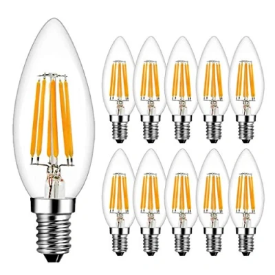 Immagine di RANBOO Lampadine Filamento C35 Lampadina LED Candela E14 6W Equivalenti a 60W 600LM Bianco Caldo 2700K AC 220 240V Fiamma Forma Non Dimmerabile 10 Pezzi