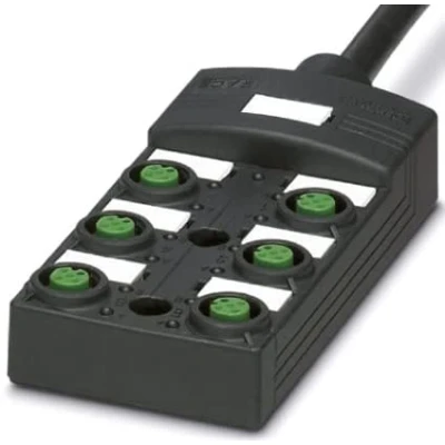Immagine di Phoenix Contact SACB 6/12 L 10,0PUR SCO P 1452673 Scatola sensore attuatore passiva Distributore M12 con filettatura in plastica 1 pz.