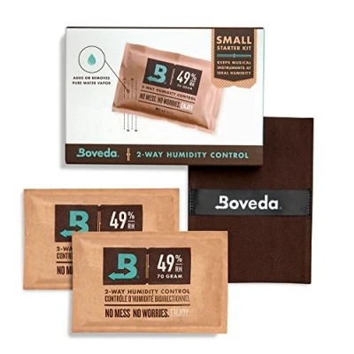 Immagine di Boveda for Music Kit di avviamento a 2 vie per il controllo dell&#039;umidità, piccolo strumenti fiato con fretted &amp; Bowed Include (2) misura 70 49% e (1) supporto in tessuto standard