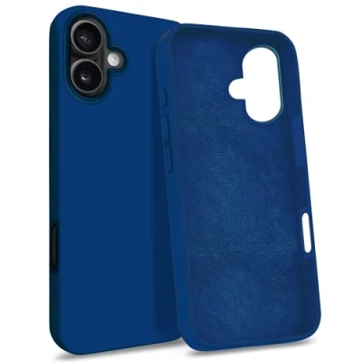 Immagine di MyGadget Custodia compatibile con iPhone 16 Hardcase Strato Microfibra &amp; Cover Silicone Resistente Protezione Antigraffio Antiurto Blu Scuro