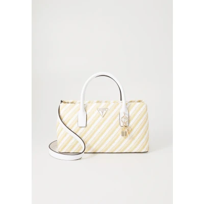 Immagine di Guess Simona Small Satchel Borsa a mano, Donna, Taglia: One Size, Natural/white