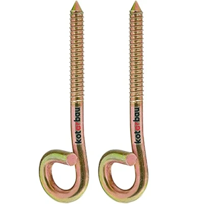 Immagine di KOTARBAU® Set di 2 ganci per altalena M12, filettatura in legno, viti altalena, da soffitto poltrone, amache, sicurezza, colore giallo