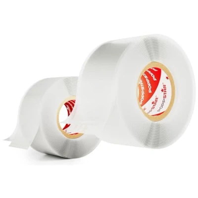 Immagine di POPPSTAR nastro in silicone 2x 3m autoagglomerante auto vulcanizzante per riparazione (acqua, aria) isolante e di tenuta, largo 25 mm, trasparente