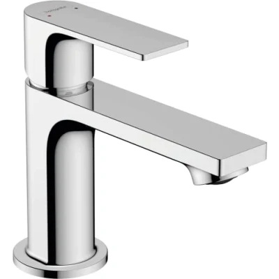 Immagine di hansgrohe Rebris E miscelatore per lavabo, rubinetto bagno con altezza bocca 80 mm, scarico a tirante, risparmio d&#039;acqua, cromo