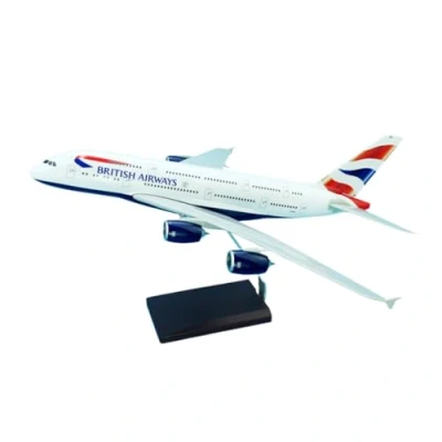 Immagine di AeroClix British Airways Modellino aereo Airbus A380 800 con registrazione G XLEL in scala 1/200, lunghezza 37 cm, plastica