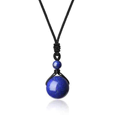 Immagine di Coai Collana unisex con ciondolo realizzato sfere rotonde di pietra dura e Nessun tipo metallo, colore: Lapislazzuli, cod. N307 6U