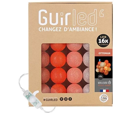 Immagine di GuirLED Guirlanda luminoso a LED per batuffoli di cotone USB Luce notturna bambini 2h Alimentatore doppio 2A incluso 3 intensità 16 sfere 1,6m Ottoman