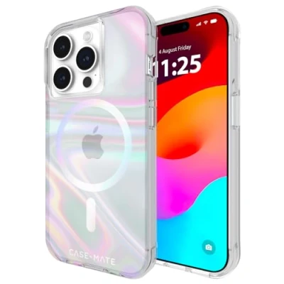 Immagine di Case Mate Soap Bubble MagSafe Backcover per cellulare Apple iPhone 15 Pro Trasparente, Fluorescente Compatibile con