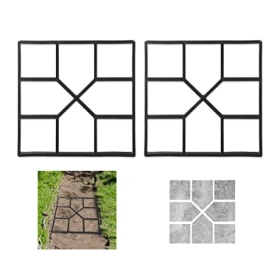 Immagine di Relaxdays Stampo per Cemento, Set da 2, Forma Pavimento del Vialetto in Giardino, Path Maker, HLP: 4x40,5x40,5 cm, Nero, 100% plastica