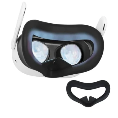 Immagine di Copertura viso in silicone per Meta Quest 3S, cuscino compatibile con accessori Quest3S, maschera silicone, accessorio VR, resistente al sudore, confortevole (nero Q3S)
