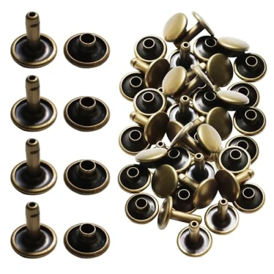 Immagine di Trimming Shop Doppio Cappello Rivetti, Tubolare Borchie in Metallo per Abbigliamento Riparazione &amp; Ricambi, Cucito, Pelle Hobby, Fai da Te Progetti, 10mm x 9mm, Bronzo, 100 Set