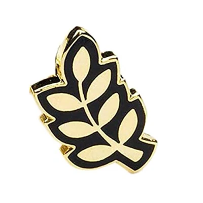 Immagine di The Masonic Collection Spilla a forma di foglia acacia Chiusura perno smaltato nero e placcato oro un utile accessorio regalo per uomini massoni, Smalto