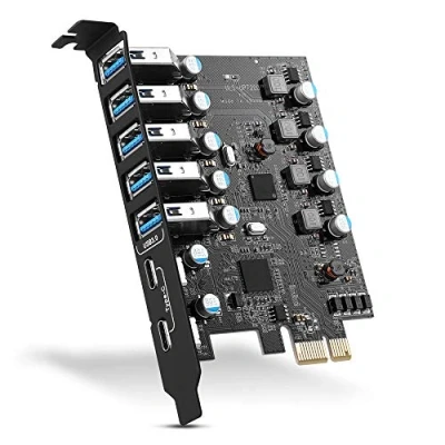 Immagine di scheda di espansione PCI E a USB 3.0 7 porte, Express 3.2, convertitore hub interno USB3 per host PC desktop