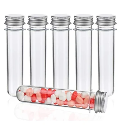 Immagine di 30 provette in plastica trasparente con tappo a vite, 45 ml, per vasi di fiori, caramelle, perline vetro, laboratori
