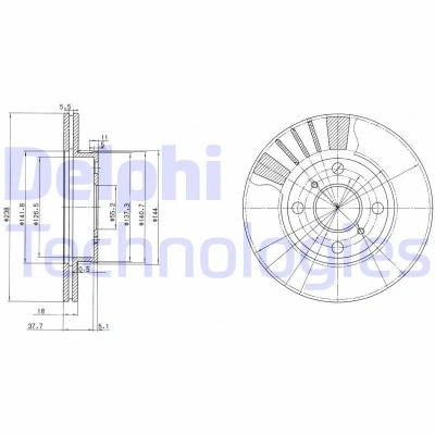 Immagine di DELPHI BG3424 Disco freno 238 18 4 ventilato Oleato non trattato senza cuscinetto ruota, anello sensore ABS