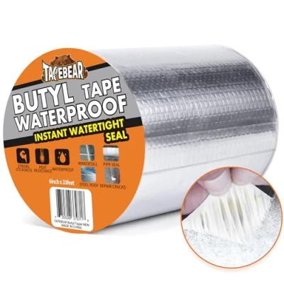 Immagine di TAPEBEAR Nastro Butilico 150mm x 10m, Sigillante Impermeabile, Autoadesivo in Alluminio per Riparazione di Tetti, Grondaie e Perdite
