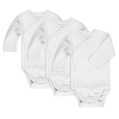 Immagine di LaLoona Body Neonato Avvolgente Maniche Lunghe 3 Pezzi Tutine Cotone con Bottoni, Testato OekoTex Standard 100 (62/68, Bianco)