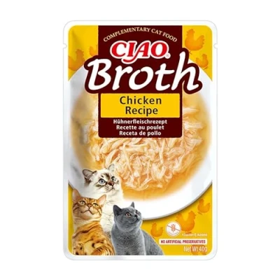 Immagine di INABA CIAO Brodo di Pollo, Cibo Umido per Gatti Sano e Gustoso con Straccetti Pollo Senza Conservanti o Coloranti Artificiali, Grain Free 1 x 40gr