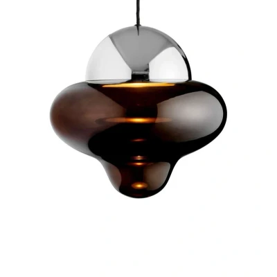 Immagine di DESIGN BY US Lampada a sospensione LED Nutty XL, marrone/cromo, Ø 30 cm
