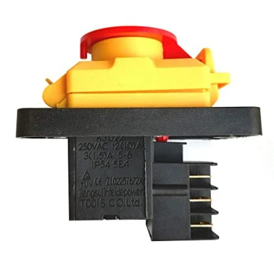 Immagine di Interruttori a pulsante elettromagnetici industriali impermeabili KJD22 KEDU, interruttore on/off per macchina in legno 250 V 6 pin