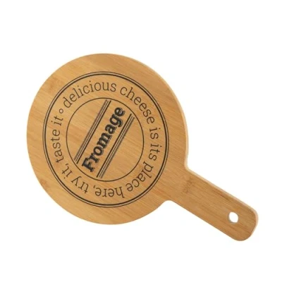Immagine di FLORINA Tagliere Aperitivo in Legno di Bambù (30 x 20 cm) I Particolare con Manico TASTY Rotondo, Vassoio per Servire, Formaggi, Colazione