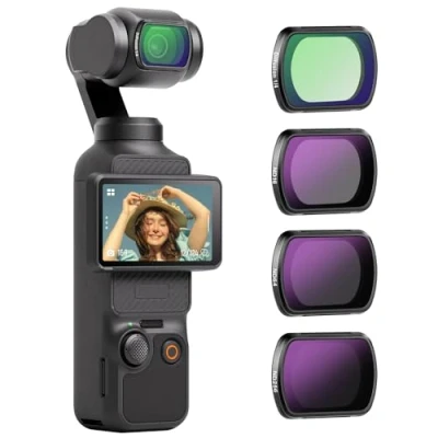 Immagine di Neewer Kit di filtri magnetici ND&amp;Black Diffusion 1/4 per effetti compatibili con DJI OSMO Pocket 3 Creator Combo Accessori, Action Camera, confezione da 4 a densità neutra (ND16, ND64, ND256)