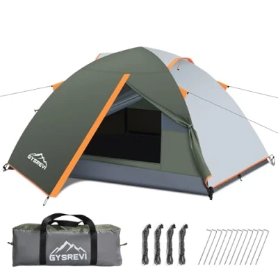 Immagine di Gysrevi Tenda Campeggio per 2 3 Persone, da Doppia Porta Impermeabile &amp; Antivento Interna ed Esterna in 1 Adatto il Campeggio, Escursioni, Viaggi di Coppia, Escursioni