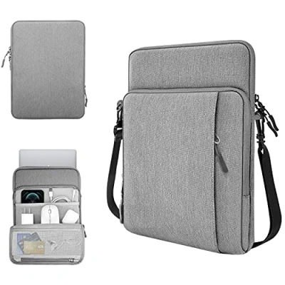 Immagine di TiMOVO Custodia per laptop da 13,3&#039;&#039; Borsa a tracolla iPad Pro 12.9 2022/2021/2020, MacBook Air 2022 2018, 2016, Galaxy Tab S9+/S8+ 12.4&quot;, Surface 9/8, Grigio Chiaro